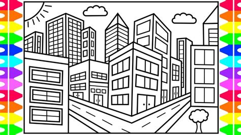 city drawing easy for kids.